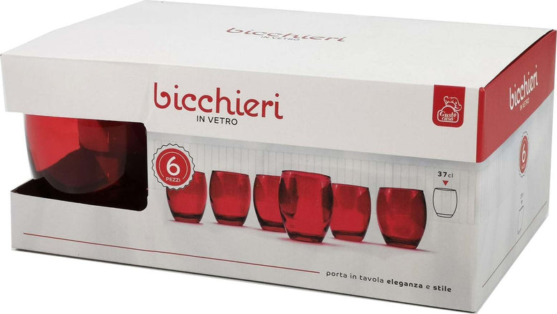 Set 6 bicchieri rossi per adornare tavola natalizia 37 cl Casa e cucina/Decorazioni per interni/Addobbi e decorazioni per ricorrenze/Decorazioni natalizie/Oggettistica MagiediNatale.it - Altamura, Commerciovirtuoso.it