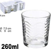 Set-6-Bicchieri-Trasparenti-260ml-In-Vetro-Da-Tavola-Acqua-Bevanda-Effetto-Onde