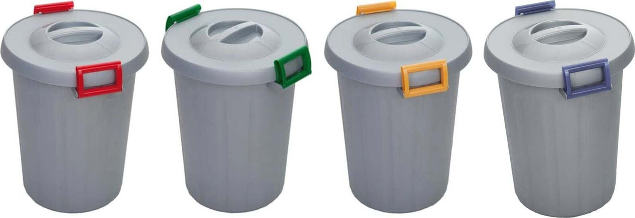 Set 6 Bidoni tondi per immondizia con coperchio e manici raccolta differenziata 25 lt Casa e cucina/Organizzazione interni/Rifiuti e riciclaggio/Secchi della spazzatura da esterni La Zappa - Altamura, Commerciovirtuoso.it
