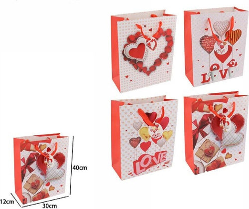 Set 6 Buste Borsa Regalo Cuori Love San Valentino 30x40x12cm 69880 Varie Fantasie Casa e cucina/Hobby creativi/Articoli per confezioni regalo/Sacchetti da regalo Trade Shop italia - Napoli, Commerciovirtuoso.it
