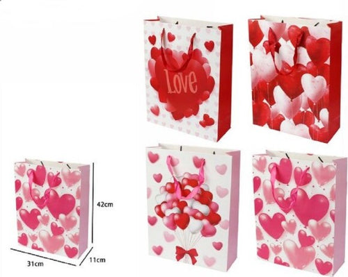 Set-6-Buste-Da-Regalo-Per-San-Valentino-Cuori-31x11x42cm-71093-Modelli-Assortiti