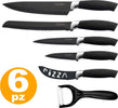 SET 6 COLTELLI CERAMICA ACCIAIO DA CUCINA - NERI ROYALTY LINE ANTIADERENTE  Trade Shop italia - Napoli, Commerciovirtuoso.it
