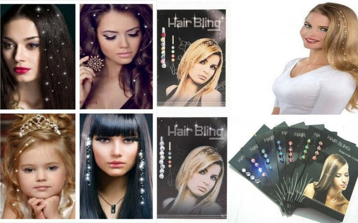 SET 6 FILI PEZZI GLITTER PER CAPELLI HAIR STYLE 8 STRASS PER FILO BRILLANTINI Bellezza/Cura dei capelli/Accessori styling capelli/Extension parrucche e accessori/Posticci Trade Shop italia - Napoli, Commerciovirtuoso.it