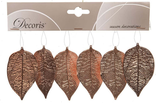 Set-6-Foglie-Decorative-in-metallo-Rame-con-gancio-Kaemingk