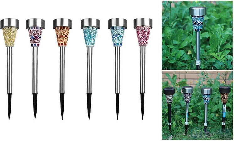 SET 6 LAMPADE MOSAICO DA GIARDINO COLORATE RICARICA SOLARE PALETTI SOLARI 1LED Illuminazione/Illuminazione per esterni/Luci per sentieri Trade Shop italia - Napoli, Commerciovirtuoso.it