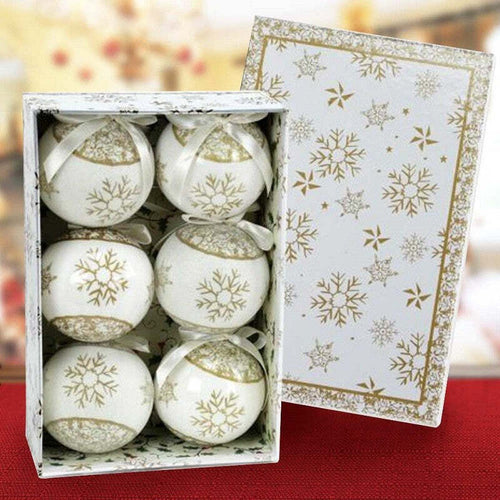 Set 6 Palline Natalizie Fiocco Di Neve Oro 7,5cm Con Nastro Decorazioni Natale Casa e cucina/Decorazioni per interni/Addobbi e decorazioni per ricorrenze/Decorazioni natalizie/Alberi di natale artificiali Trade Shop italia - Napoli, Commerciovirtuoso.it