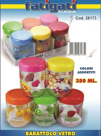 SET 6 PEZZI BARATTOLI CONTENITORI IN VETRO COLORATI COPERCHIO PLASTICA 350ML Casa e cucina/Organizzazione interni/Contenitori e barattoli da cucina/Vasetti e barattoli per conserve/Barattoli Trade Shop italia - Napoli, Commerciovirtuoso.it