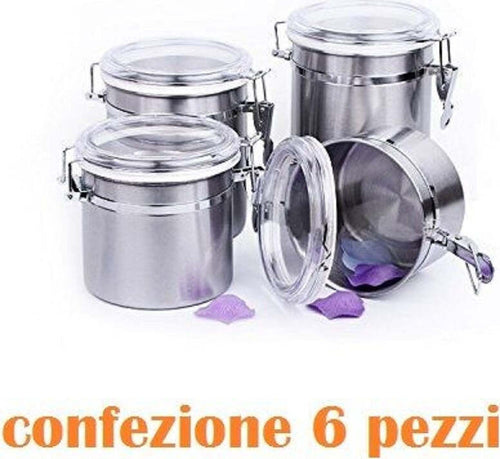 Set 6 Pezzi Barattolo In Acciaio Inox 10 X 11 Cm Alimenti Zucchero Caff? Cucina Casa, arredamento e bricolage > Cucina > Barattoli e Contenitori Trade Shop italia - Napoli, Commerciovirtuoso.it