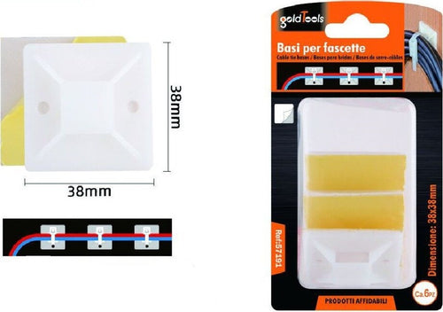 Set 6 Pezzi Basi Per Fissaggio Fascette Supporto Adesivo Passante 38x38mm 57191 Fai da te/Materiale elettrico/Gestione del cavo/Stringicavi Trade Shop italia - Napoli, Commerciovirtuoso.it