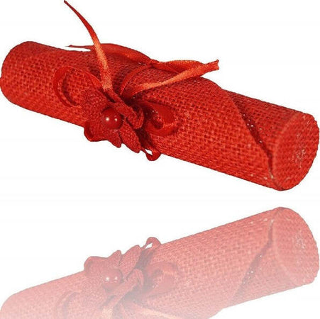 Set-6-Pezzi-Bomboniera-Bomboniere-Pergamena-Juta-Rosso-Invito-Portaconfetti