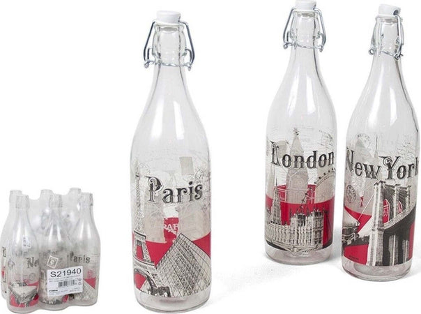 Set 6 Pezzi Bottiglie Vetro Decorata Cities Citt? Del Mondo Capacit? 1lt Casa, arredamento e bricolage > Cucina > Bottiglie e Brocche Trade Shop italia - Napoli, Commerciovirtuoso.it