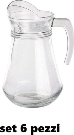 Set 6 Pezzi Brocca Caraffa In Vetro Trasparente 1,3 Lt Litri Per Acqua Vino Casa, arredamento e bricolage > Cucina > Bottiglie e Brocche Trade Shop italia - Napoli, Commerciovirtuoso.it