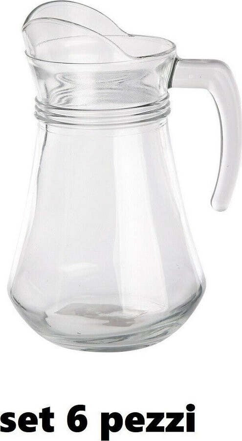 Set 6 Pezzi Brocca Caraffa In Vetro Trasparente 1,3 Lt Litri Per Acqua Vino Casa, arredamento e bricolage > Cucina > Bottiglie e Brocche Trade Shop italia - Napoli, Commerciovirtuoso.it