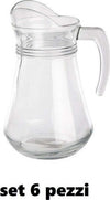 Set-6-Pezzi-Brocca-Caraffa-In-Vetro-Trasparente-1,3-Lt-Litri-Per-Acqua-Vino