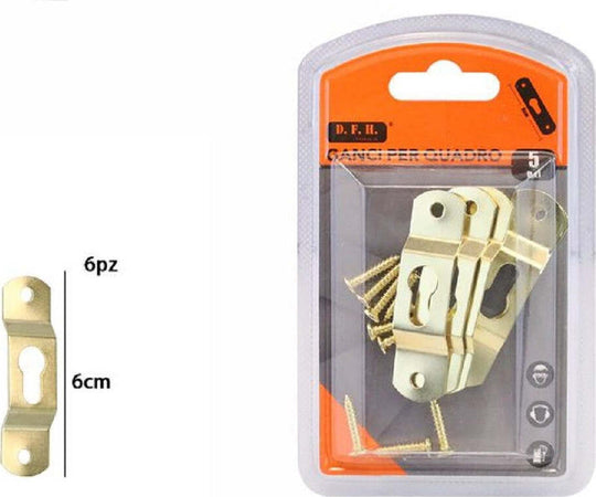 Set 6 Pezzi Ganci Dorati Per Quadri Quadro Cornici Appendere Parete 6 Cm 07521 Casa, arredamento e bricolage > Accessori Casa > Cornici e Portafoto Trade Shop italia - Napoli, Commerciovirtuoso.it