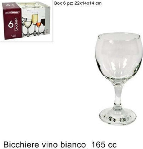 Set 6 Pezzi Servizio Calici Calice Bicchieri In Vetro 165 Cc Vino Bianco Acqua Casa, arredamento e bricolage > Cucina > Tazze e Bicchieri Trade Shop italia - Napoli, Commerciovirtuoso.it