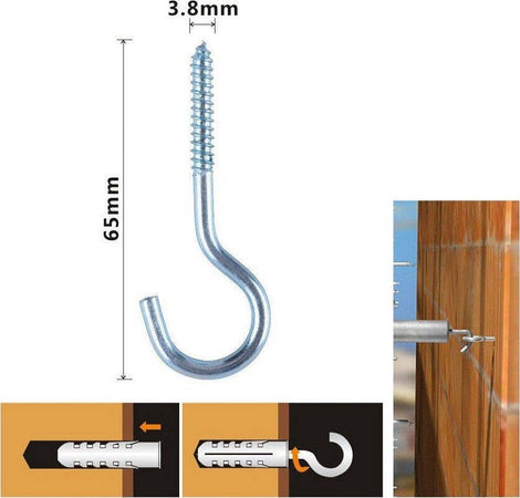 Set 6 Pezzi Viti Vite A Gancio Ganci 3.8 X 65 Mm Con Filettatura Per Legno 90730 Fai da te/Ferramenta/Chiodi viti ed elementi di fissaggio/Kit di bulloni e dadi Trade Shop italia - Napoli, Commerciovirtuoso.it