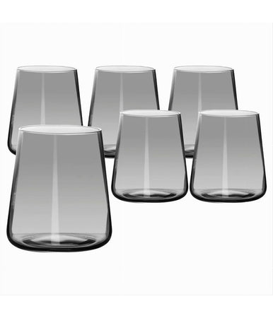 Set 6 Pz Bicchieri 38cl Eleganti In Vetro Trasparente Jolange Grigi Vino Bevande