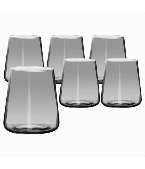 Set 6 Pz Bicchieri 38cl Eleganti In Vetro Trasparente Jolange Grigi Vino Bevande