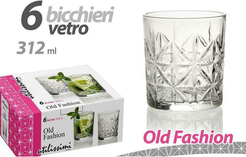 Set 6 Pz Bicchieri Decoro Old Fashion Vetro Trasparente Acqua Vino 312 Ml 791222 Casa e cucina/Stoviglie/Bicchieri e cristalli/Calici da acqua Trade Shop italia - Napoli, Commerciovirtuoso.it