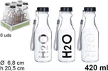 Set 6 Pz Bottiglia D'acqua H2o Vetro Trasparente 420ml Borraccia Laccetto 109286 Casa, arredamento e bricolage > Cucina > Bottiglie e Brocche Trade Shop italia - Napoli, Commerciovirtuoso.it
