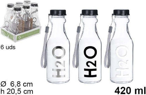 Set 6 Pz Bottiglia D'acqua H2o Vetro Trasparente 420ml Borraccia Laccetto 109286 Casa, arredamento e bricolage > Cucina > Bottiglie e Brocche Trade Shop italia - Napoli, Commerciovirtuoso.it