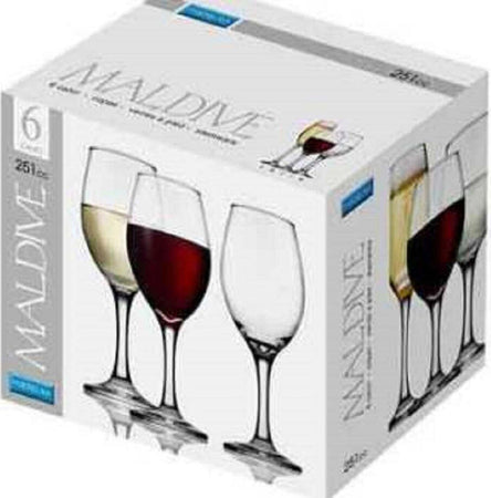 Set 6 Pz Calici Bicchieri Bicchiere Vino Maldive 251cc Vetro Trasparente 570278 Casa e cucina/Stoviglie/Bicchieri e cristalli/Calici da acqua Trade Shop italia - Napoli, Commerciovirtuoso.it