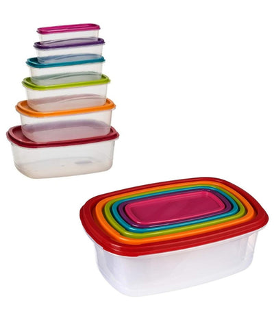 Set 6 Pz Contenitori Ermetici Con Coperchio Per Conservare Alimenti Rettangolari