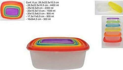 Set 6 Pz Contenitori In Plastica Rettangolari Con Coperchio Per Alimenti Casa, arredamento e bricolage > Cucina > Barattoli e Contenitori Trade Shop italia - Napoli, Commerciovirtuoso.it