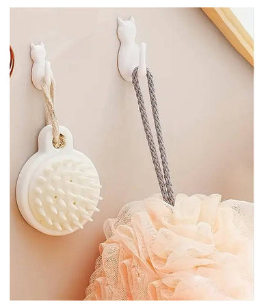 Set 6 Pz Ganci Adesivi A Forma Di Gatto Bianchi Per Cucina Bagno Da Parete 79347