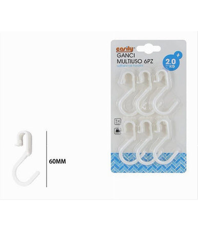 Set 6 Pz Ganci Multiuso Forma S Salvaspazio Per Cucina Bagno Casa Bianchi 87365