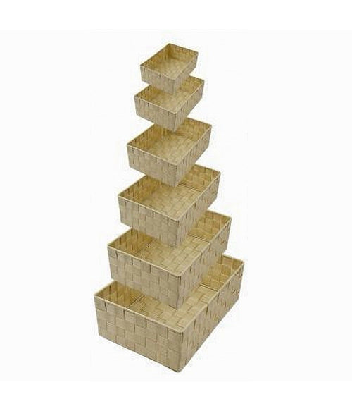Set 6 Pz Scatola In Tessuto Organizer Armadio Scaffali Porta Oggetti Beige 79069