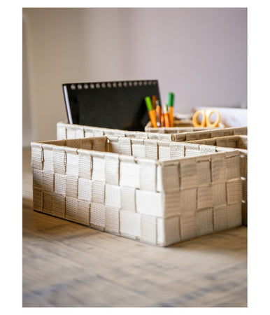 Set 6 Pz Scatola In Tessuto Organizer Armadio Scaffali Porta Oggetti Beige 79069