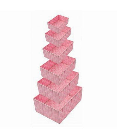 Set 6 Pz Scatola In Tessuto Organizer Armadio Scaffali Porta Oggetti Rosa 79071