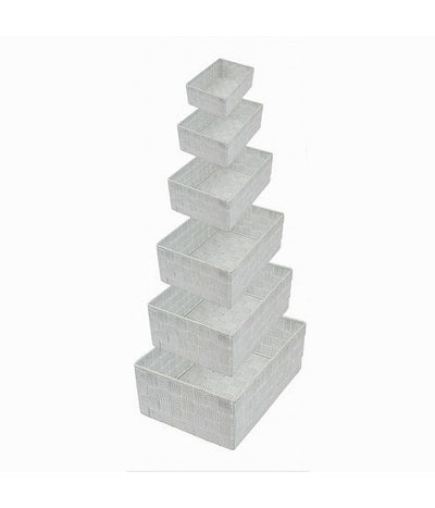 Set 6 Pz Scatola In Tessuto Organizer Scaffali Porta Oggetti Grigio Chiaro 79066