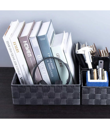 Set 6 Pz Scatola In Tessuto Organizer Scaffali Porta Oggetti Grigio Scuro 79068