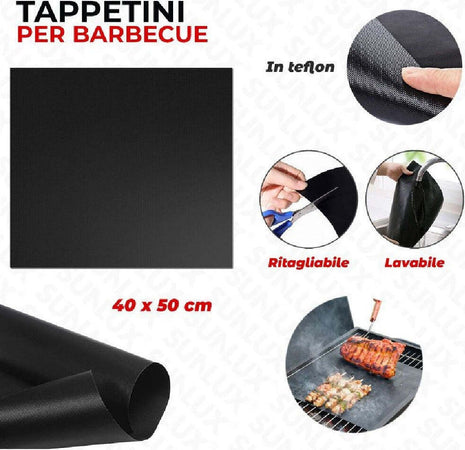 Set 6 Pz Tappetini In Teflon Per Griglia Barbecue 40x50cm Riutilizzabili 7823805 Casa e cucina/Elettrodomestici per la cucina/Piastre e griglie elettriche/Piastre Trade Shop italia - Napoli, Commerciovirtuoso.it