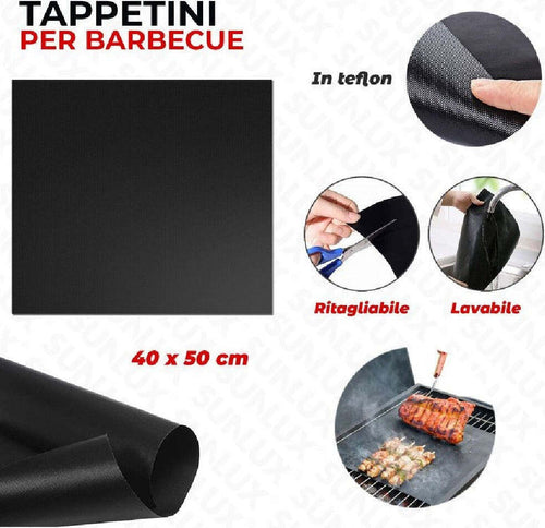 Set 6 Pz Tappetini In Teflon Per Griglia Barbecue 40x50cm Riutilizzabili 7823805 Casa e cucina/Elettrodomestici per la cucina/Piastre e griglie elettriche/Piastre Trade Shop italia - Napoli, Commerciovirtuoso.it