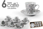 Set 6 Pz Tazzine Caff? Con 6 Piattini Bianco Deco In Porcellana Decorate 780776 Casa e cucina/Stoviglie/Piatti ciotole e vassoi/Tazze e piattini/Tazze e tazzine da caffè Trade Shop italia - Napoli, Commerciovirtuoso.it