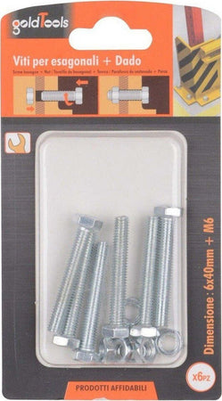 Set 6 Pz Vite Viti Per Esterno A Testa Esagonali 6x40 Mm Con Dadi Dado M6 90917 Fai da te/Ferramenta/Chiodi viti ed elementi di fissaggio/Kit di bulloni e dadi Trade Shop italia - Napoli, Commerciovirtuoso.it