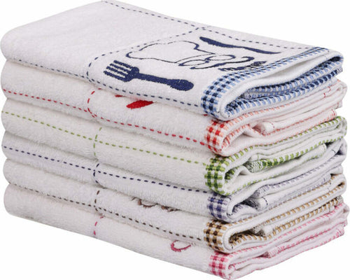 SET 6 STROFINACCI BORDÜRLÜ BEYAZ MULTICOLORE 30X50 Casa e cucina/Tessili per la casa/Tessili da cucina/Strofinacci Scontolo.net - Potenza, Commerciovirtuoso.it