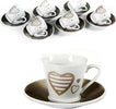 Set 6 Tazzine + 6 Piattini per Caffè in Porcellana con cuore tazzine caffe' L'Orchidea - Siderno, Commerciovirtuoso.it