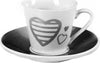 Set 6 Tazzine + 6 Piattini per Caffè in Porcellana con cuore tazzine caffe' L'Orchidea - Siderno, Commerciovirtuoso.it
