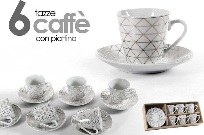 Set 6 Tazzine Caff? + 6 Piattini Tazzina Classico Moderno Bianco Eleganti 780721 Casa e cucina/Stoviglie/Piatti ciotole e vassoi/Tazze e piattini/Tazze e tazzine da caffè Trade Shop italia - Napoli, Commerciovirtuoso.it
