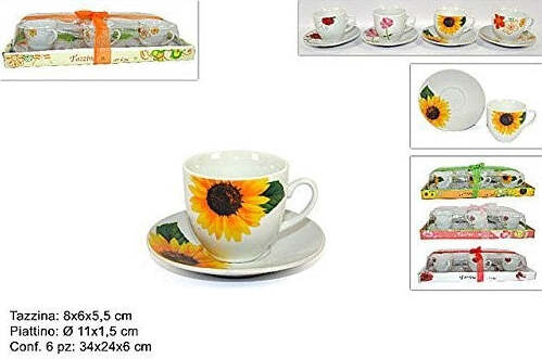 Set 6 Tazzine Da Caff? Te Con Piattini Decorazione Floreale Arredo Cucina Casa Casa e cucina/Stoviglie/Piatti ciotole e vassoi/Tazze e piattini/Tazze e tazzine da caffè Trade Shop italia - Napoli, Commerciovirtuoso.it