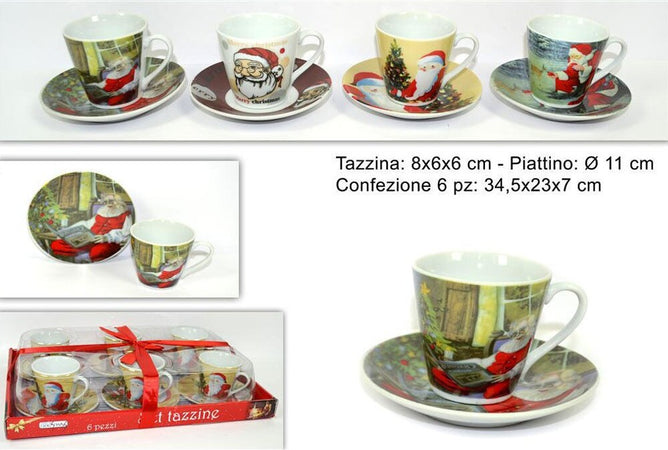 Set 6 Tazzine Tazze Caff? Con Piattini Ceramica Decorata Fantasia Natale Prodotti Natalizi Trade Shop italia - Napoli, Commerciovirtuoso.it