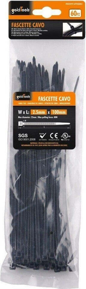 Set 60 Pz Fascette Cavi Cavo Nero Stringenti In Plastica Nylon 2.5x100 Mm 92379 Fai da te/Materiale elettrico/Gestione del cavo/Stringicavi Trade Shop italia - Napoli, Commerciovirtuoso.it