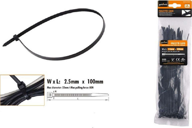 Set 60 Pz Fascette Cavi Cavo Nero Stringenti In Plastica Nylon 2.5x100 Mm 92379 Fai da te/Materiale elettrico/Gestione del cavo/Stringicavi Trade Shop italia - Napoli, Commerciovirtuoso.it