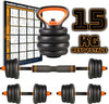 Set-6in1-Multifunzione-Peso-15kg-Manubri-Con-Bilanciere-E-Kettlebell-Componibile
