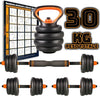 Set-6in1-Multifunzione-Peso-30-Kg-Manubri-Con-Bilanciere-E-Kettlebell-Componibile
